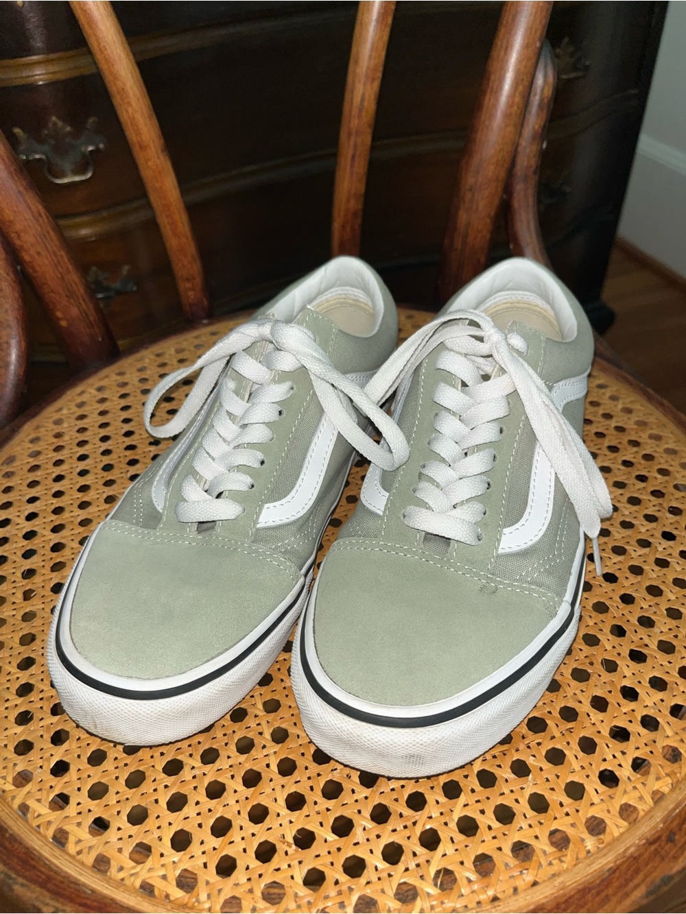 Vans Old Skool Sneakers in Sage Green and White